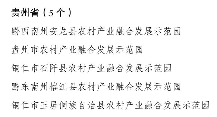 贵州5处入选!第三批国家农村产业融合发展示范园创建名单公布