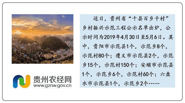 贵州省“十县百乡千村”乡村振兴示范工程公示名单出炉
